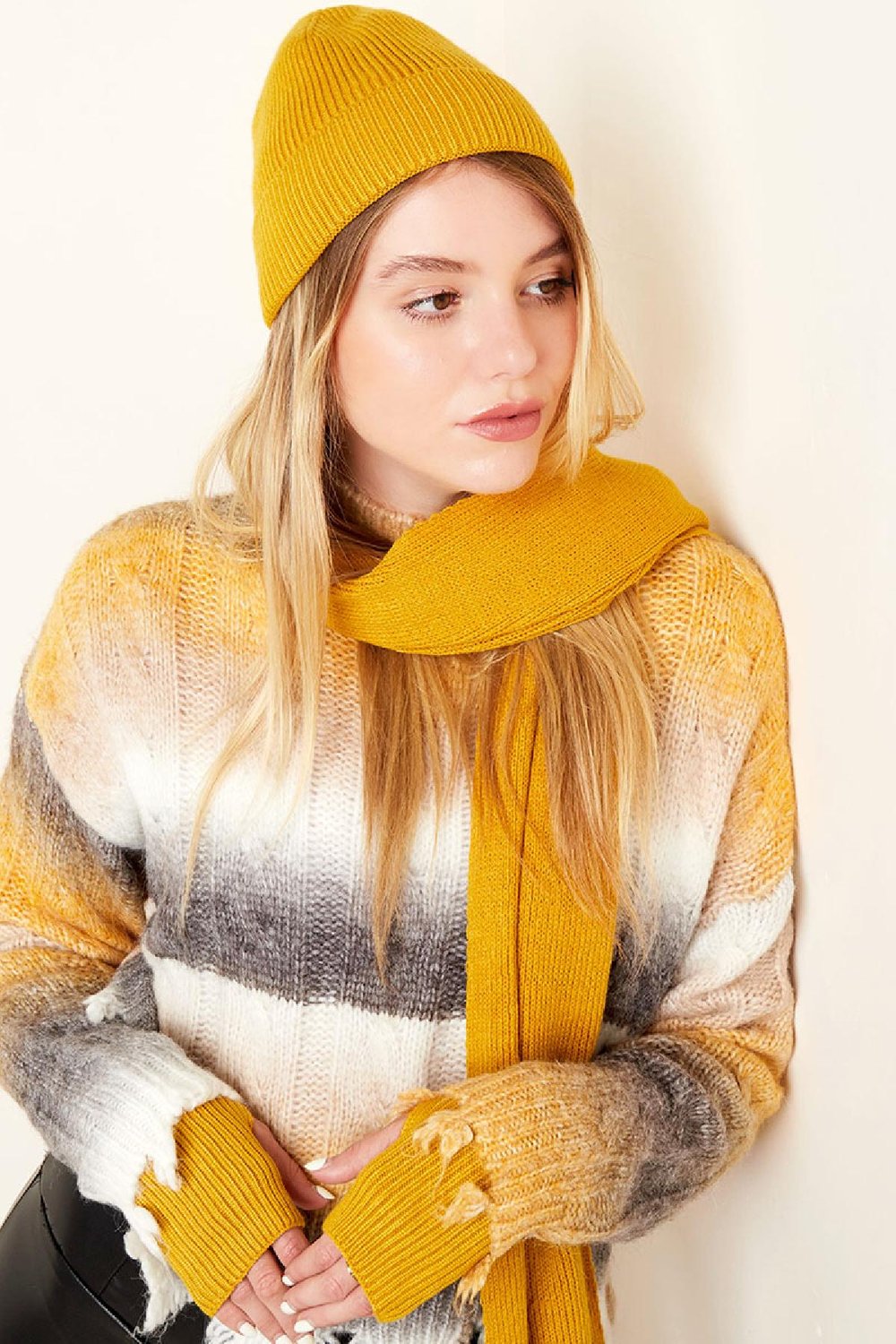 Winter beanie Yellow Acrylic h5Picture5